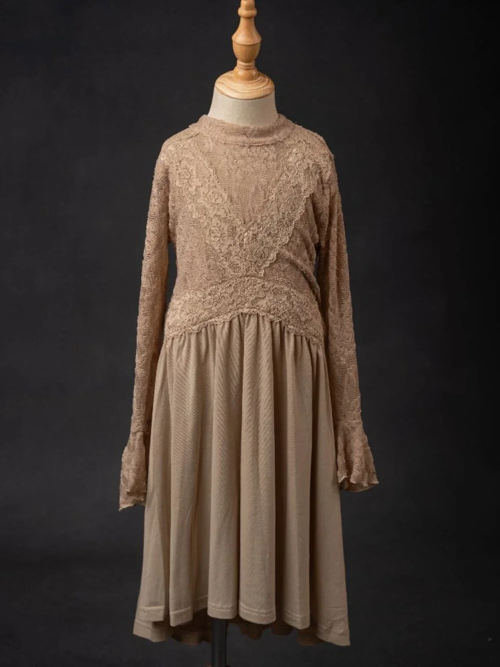 Joyfolie Kaylie Dress in Sand with Meike vest, lace, size 8